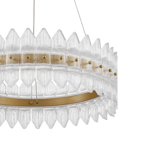 Светильник подвесной LED Mirabella 4754-5P Favourite прозрачный на 1 лампу, основание латунь в стиле современный кольца фото 6