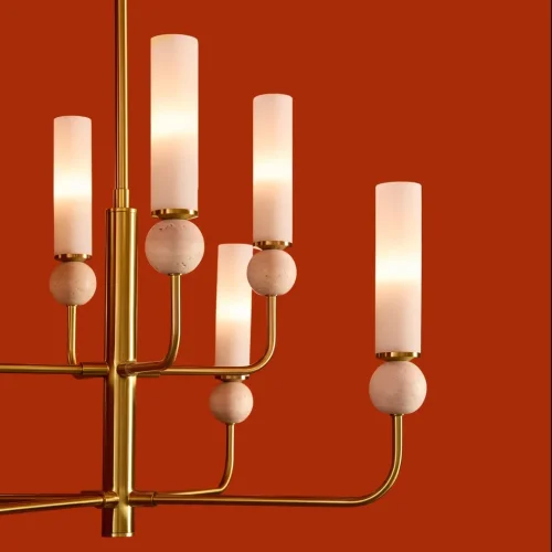 Люстра на штанге Sunspot FR5482CL-08BS Freya белая на 8 ламп, основание латунь в стиле современный фото 13 Люстра на штанге Sunspot FR5482CL-08BS Freya белая на 8 ламп, основание латунь в стиле современный фото 13