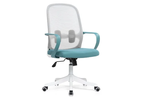 Компьютерное кресло Bust gray / blue / white 15796 Woodville, серый голубой/ткань, ножки/пластик/белый, размеры - *1110***600*600