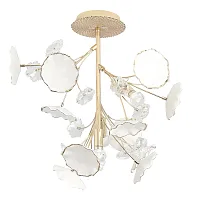 Люстра потолочная MARGO PL4 Crystal Lux белая прозрачная на 4 лампы, основание золотое в стиле флористика 