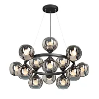 Люстра подвесная V4485-1/15S Vitaluce чёрная серая на 15 ламп, основание чёрное в стиле хай-тек шар