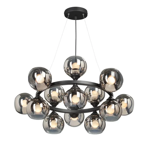 Люстра подвесная V4485-1/15S Vitaluce чёрная серая на 15 ламп, основание чёрное в стиле хай-тек шар Люстра подвесная V4485-1/15S Vitaluce чёрная серая на 15 ламп, основание чёрное в стиле хай-тек шар