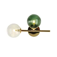 Бра Infilato 4035-2W F-promo прозрачный зелёный 2 лампы, основание золотое в стиле современный 