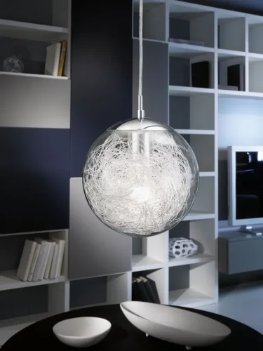 Светильник подвесной LUBERIO 93073 Eglo прозрачный серый 1 лампа, основание хром серое в стиле современный  фото 2