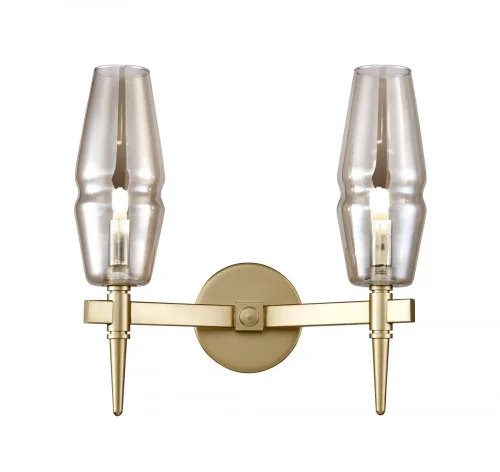 Бра Lita H002WL-02G Maytoni прозрачный янтарный на 2 лампы, основание матовое золото в стиле кантри 