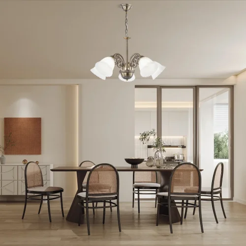 Люстра подвесная Amalfi-8544 338544/5 AB Arte Milano белая на 5 ламп, основание бронзовое в стиле современный фото 2