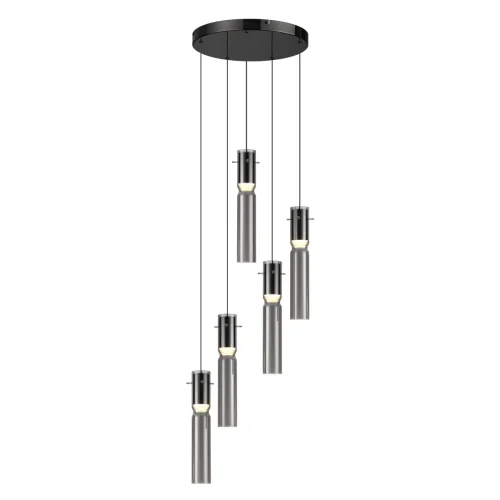 Светильник подвесной LED Scrow 5058/25L Odeon Light серый чёрный 5 ламп, основание чёрное в стиле современный каскад трубочки фото 3
