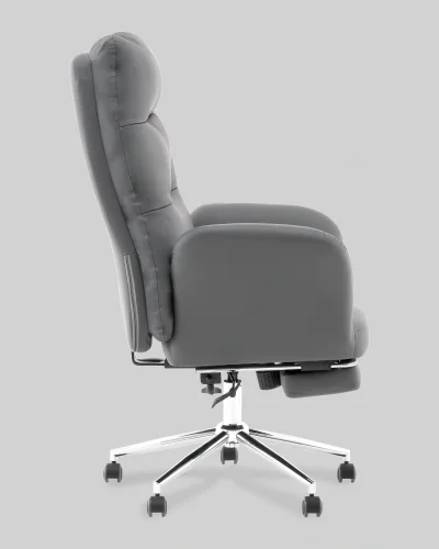 Кресло руководителя TopChairs Solid с оттоманкой, серый УТ000040807 Stool Group, серый/экокожа, ножки/металл/хром, размеры - 1200*1280**** фото 3