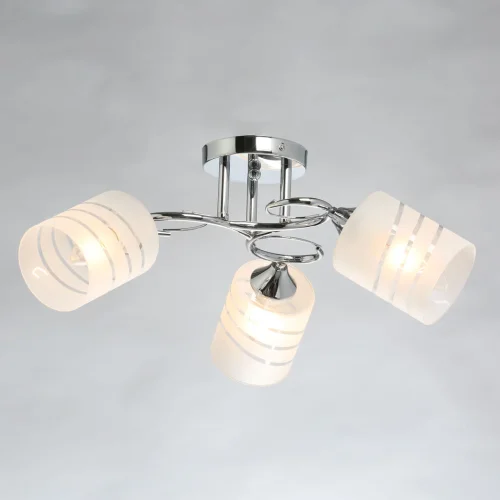Люстра потолочная Олимпия 106010403 DeMarkt белая на 3 лампы, основание хром в стиле современный  фото 2