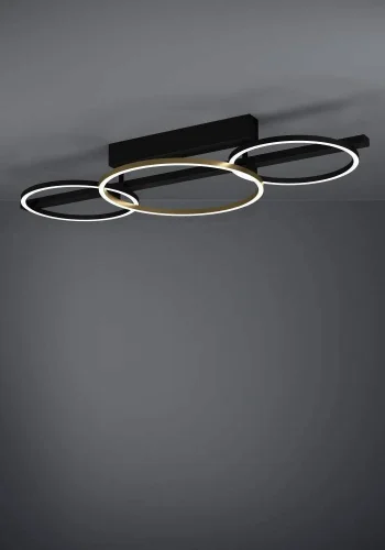 Светильник потолочный LED Lanacera 390086 Eglo чёрный золотой на 2 лампы, основание чёрное в стиле современный кольца фото 2 Светильник потолочный LED Lanacera 390086 Eglo чёрный золотой на 2 лампы, основание чёрное в стиле современный кольца фото 2