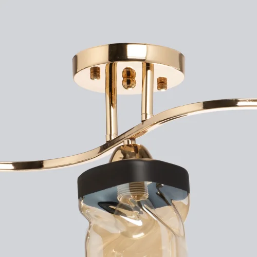 Светильник потолочный Тетро 673016903 DeMarkt янтарный 3 лампы, основание золотое в стиле современный  фото 10