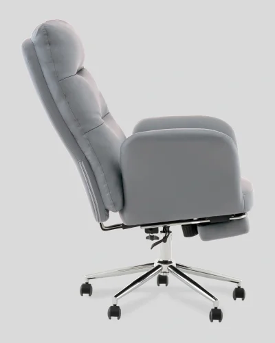 Кресло руководителя TopChairs Solid с оттоманкой, серый УТ000040807 Stool Group, серый/экокожа, ножки/металл/хром, размеры - 1200*1280**** фото 9