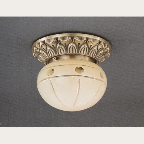 Светильник потолочный PL 7713/1 Reccagni Angelo бежевый на 1 лампу, основание античное бронза в стиле классический  Светильник потолочный PL 7713/1 Reccagni Angelo бежевый на 1 лампу, основание античное бронза в стиле классический