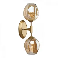 Бра Asolo OML-93901-02 Omnilux прозрачный янтарный 2 лампы, основание бронзовое в стиле лофт 