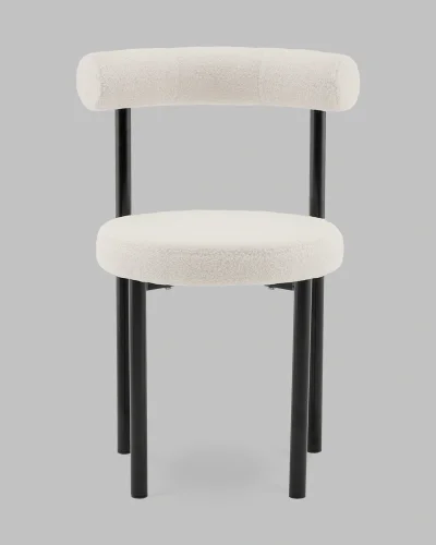 Стул обеденный Флорео букле молочный УТ000041338 Stool Group, белый/букле, ножки/металл/чёрный, размеры - ***** фото 2