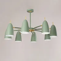 Люстра на штанге PINNACLE D86 Green 101911-26 ImperiumLoft зелёная на 8 ламп, основание золотое в стиле современный 