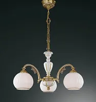 Люстра подвесная  L 8810/3 Reccagni Angelo белая на 3 лампы, основание золотое в стиле классический 
