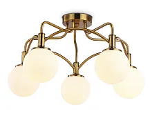 Люстра потолочная TR3212 Ambrella light белая на 5 ламп, основание золотое в стиле классический шар
