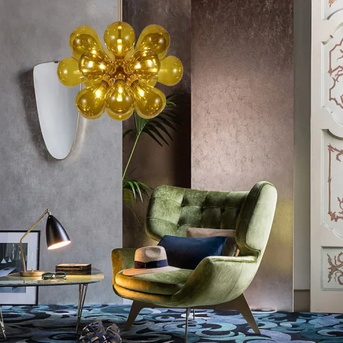 Люстра потолочная GRAPE MILK Blue 101644-26 ImperiumLoft голубая на 18 ламп, основание латунь в стиле минимализм фото 6