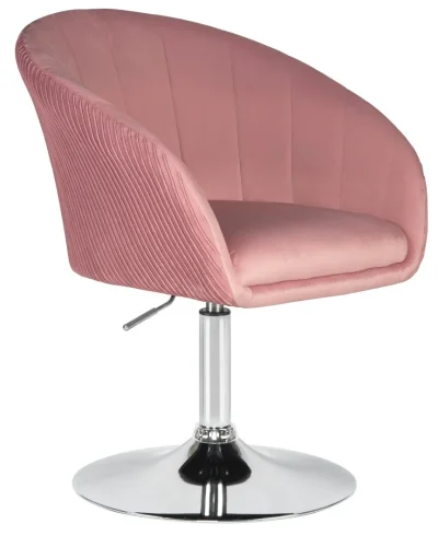 Кресло дизайнерское  8600-LM,  цвет сиденья розовый велюр (1922-16), цвет основания хром Dobrin, розовый/велюр, ножки/металл/хром, размеры - 750*900***600*570 фото 2