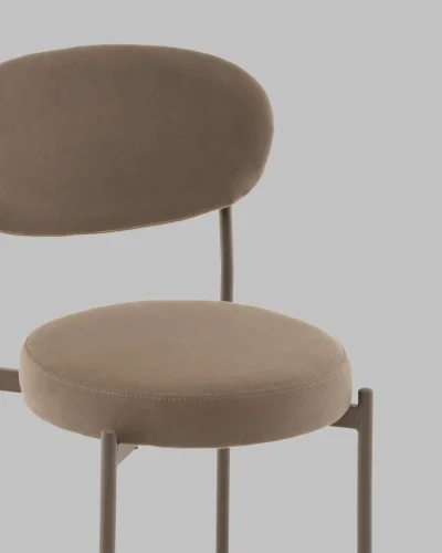 Стул Полубарный Бриф DD велюр капучино каркас капучино муар УТ000041511 Stool Group, коричневый/велюр, ножки/сталь/чёрный, размеры - ***** фото 6