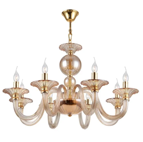 Люстра подвесная  DREAM SP8 Crystal Lux без плафона на 8 ламп, основание золотое янтарное в стиле венецианский 