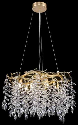 Люстра подвесная Damiana WE184.08.403 Wertmark прозрачная на 8 ламп, основание матовое золото в стиле арт-деко современный ветви