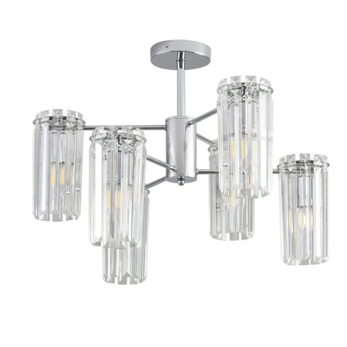 Люстра потолочная хрустальная Favla 8348/6C Lumion прозрачная на 6 ламп, основание хром в стиле классический 