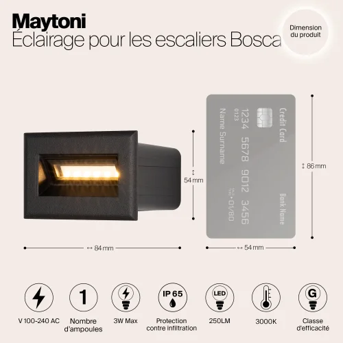 Подсветка для лестниц LED Bosca O045SL-L3B3K Maytoni уличный IP65 чёрный на 1 лампу, плафон чёрный в стиле современный хай-тек LED фото 9