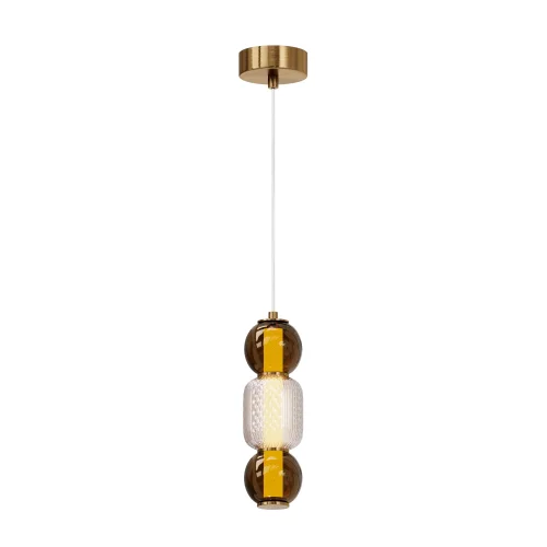 Светильник подвесной LED Drop MOD273PL-L16G3K Maytoni прозрачный янтарный 1 лампа, основание золотое в стиле современный арт-деко 