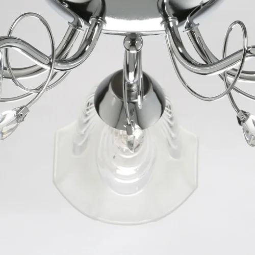 Люстра потолочная Моника 372015005 DeMarkt прозрачная на 5 ламп, основание хром в стиле современный  фото 6