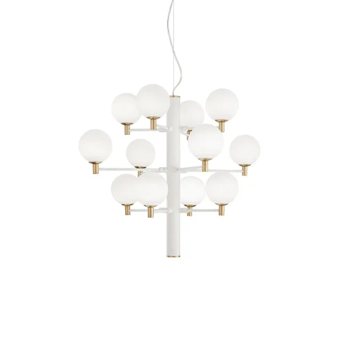 Люстра подвесная COPERNICO SP12 BIANCO Ideal Lux белая на 12 ламп, основание белое в стиле современный шар