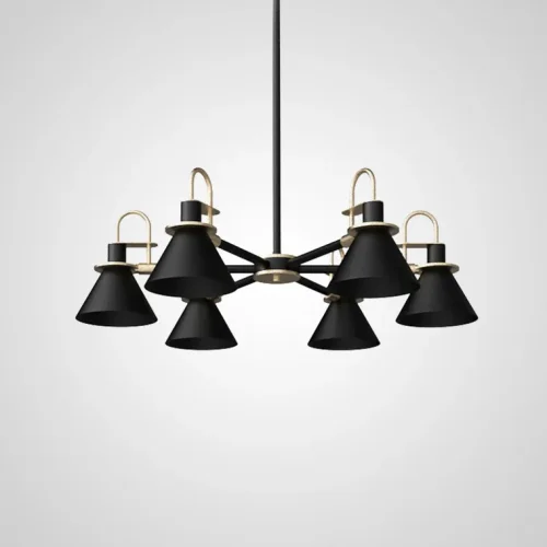Люстра на штанге CODA D88 Black 101463-26 ImperiumLoft чёрная на 6 ламп, основание чёрное в стиле современный 