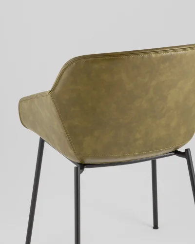 Стул Ashby, экокожа, зелёный, сиденье УТ000040852 Stool Group, зелёный/экокожа, ножки/металл/чёрный, размеры - ***** фото 6