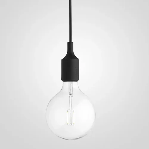 Светильник подвесной Muuto E27 Black 186768-22 ImperiumLoft без плафона на 1 лампу, основание чёрное в стиле скандинавский 