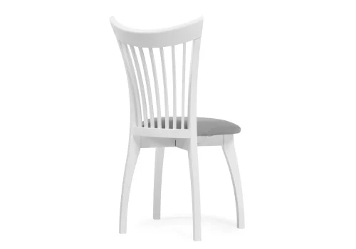 Деревянный стул Лидиос серый велюр / белый 515979 Woodville, серый/велюр, ножки/массив бука дерево/белый, размеры - ****460*620 фото 4