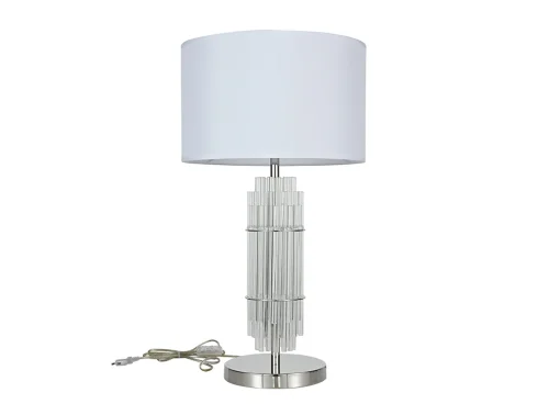 Настольная лампа 3681/T nickel Newport белая 1 лампа, основание никель металл в стиле американский современный 