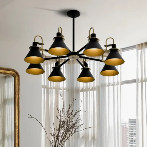 Люстра на штанге CODA D94 Black 193071-26 ImperiumLoft чёрная на 8 ламп, основание чёрное в стиле современный фото 11