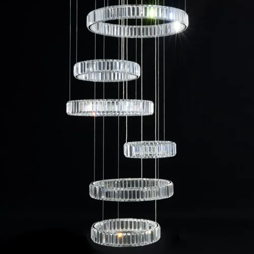 Люстра каскадная LED с пультом Чезаре CL338661 Citilux прозрачная на 1 лампа, основание хром в стиле современный с пультом кольца фото 5