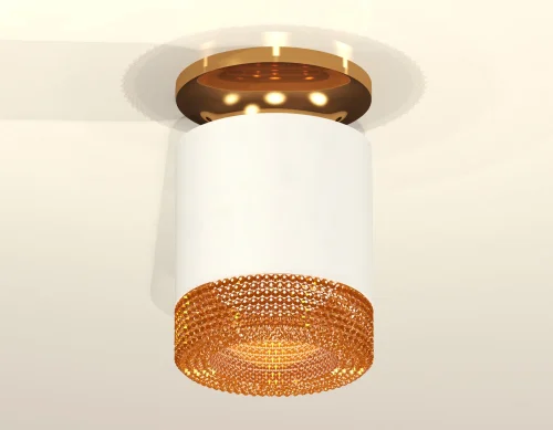 Светильник накладной XS7401123 Ambrella light белый коричневый 1 лампа, основание золотое в стиле модерн хай-тек круглый фото 3