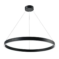 Светильник подвесной LED с пультом Saturno 748027 Lightstar чёрный 1 лампа, основание чёрное в стиле минимализм кольца с пультом