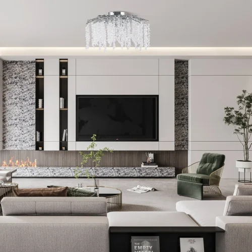 Люстра потолочная Милано-3 23312.700.6.G9.D CR Артемилано прозрачная на 6 ламп, основание хром в стиле флористика современный ветви фото 2