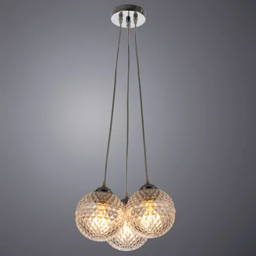 Светильник подвесной Gelato A9508SP-3CC Arte Lamp прозрачный на 3 лампы, основание хром в стиле современный шар фото 3