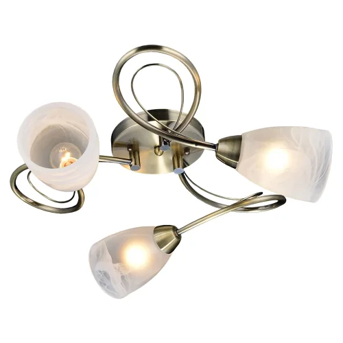 Люстра потолочная Rogers LSP-0187 Lussole белая на 3 лампы, основание бронзовое в стиле современный 