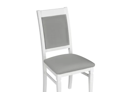 Деревянный стул Арнол серый / белый 575485 Woodville, серый/велюр, ножки/массив дерева/белый, размеры - ****450*560 фото 5