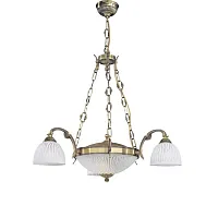 Люстра подвесная  L 5650/3+2 Reccagni Angelo белая на 5 ламп, основание античное бронза в стиле классический 