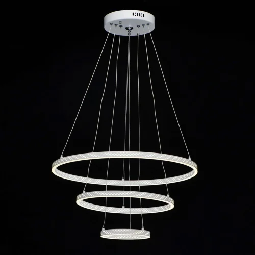 Светильник подвесной LED с пультом Аурих 496019103 DeMarkt белый 1 лампа, основание белое в стиле хай-тек кольца с пультом фото 2