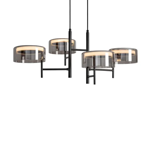 Светильник подвесной LED Tower FR5536PL-L14B Freya дымчатый на 4 лампы, основание чёрное в стиле современный фото 3