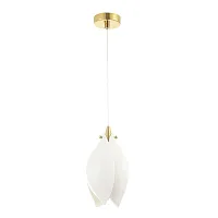Светильник подвесной FLOWERS SP1 Crystal Lux белый 1 лампа, основание золотое в стиле флористика 