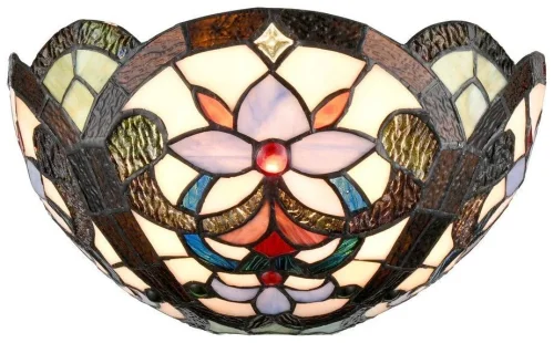 Бра Тиффани 826-801-01 Velante разноцветный на 1 лампа, основание коричневое бронзовое в стиле тиффани орнамент цветы